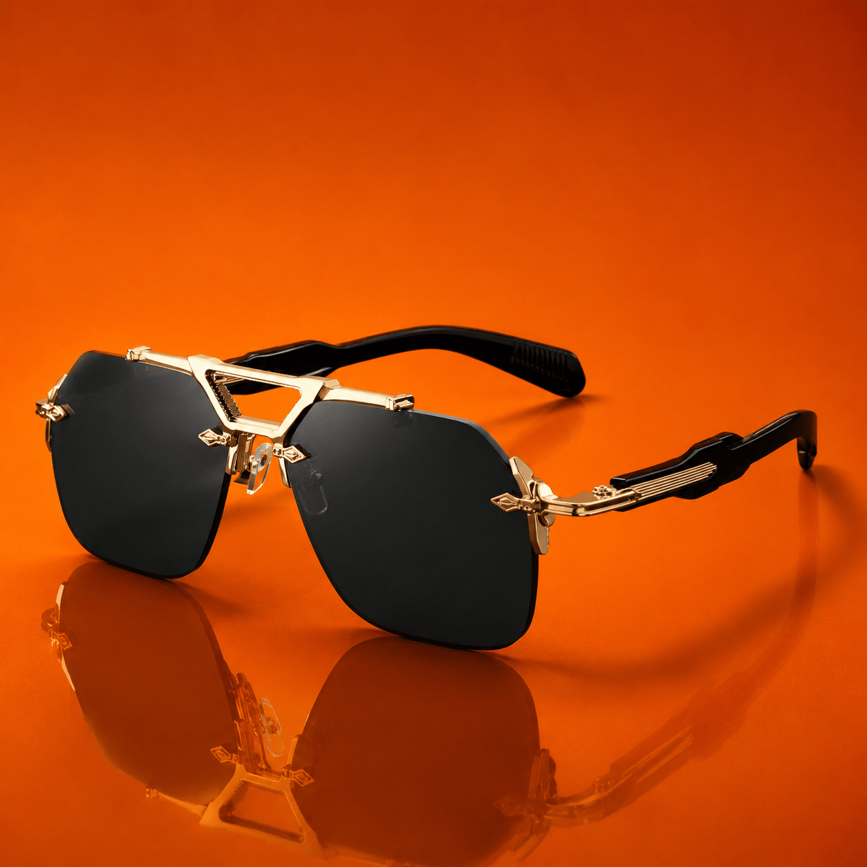 Aureo Senza Rimless – Premium Gold Frame Sunglasses - Lanvaro