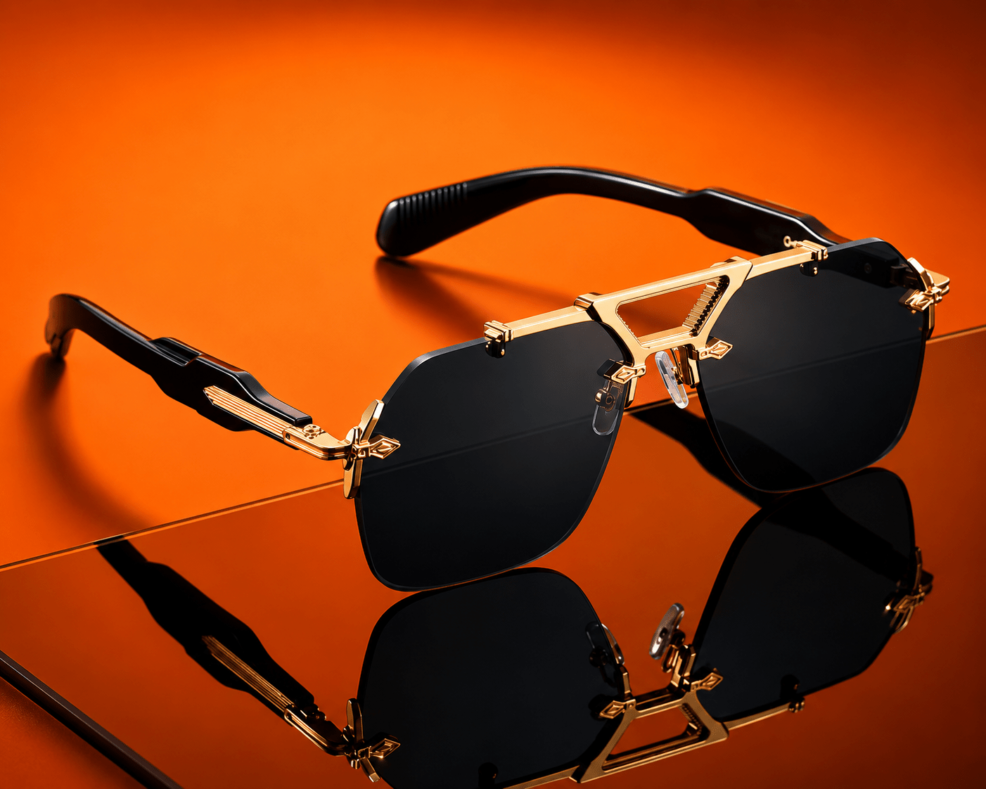 Aureo Senza Rimless – Premium Gold Frame Sunglasses - Lanvaro