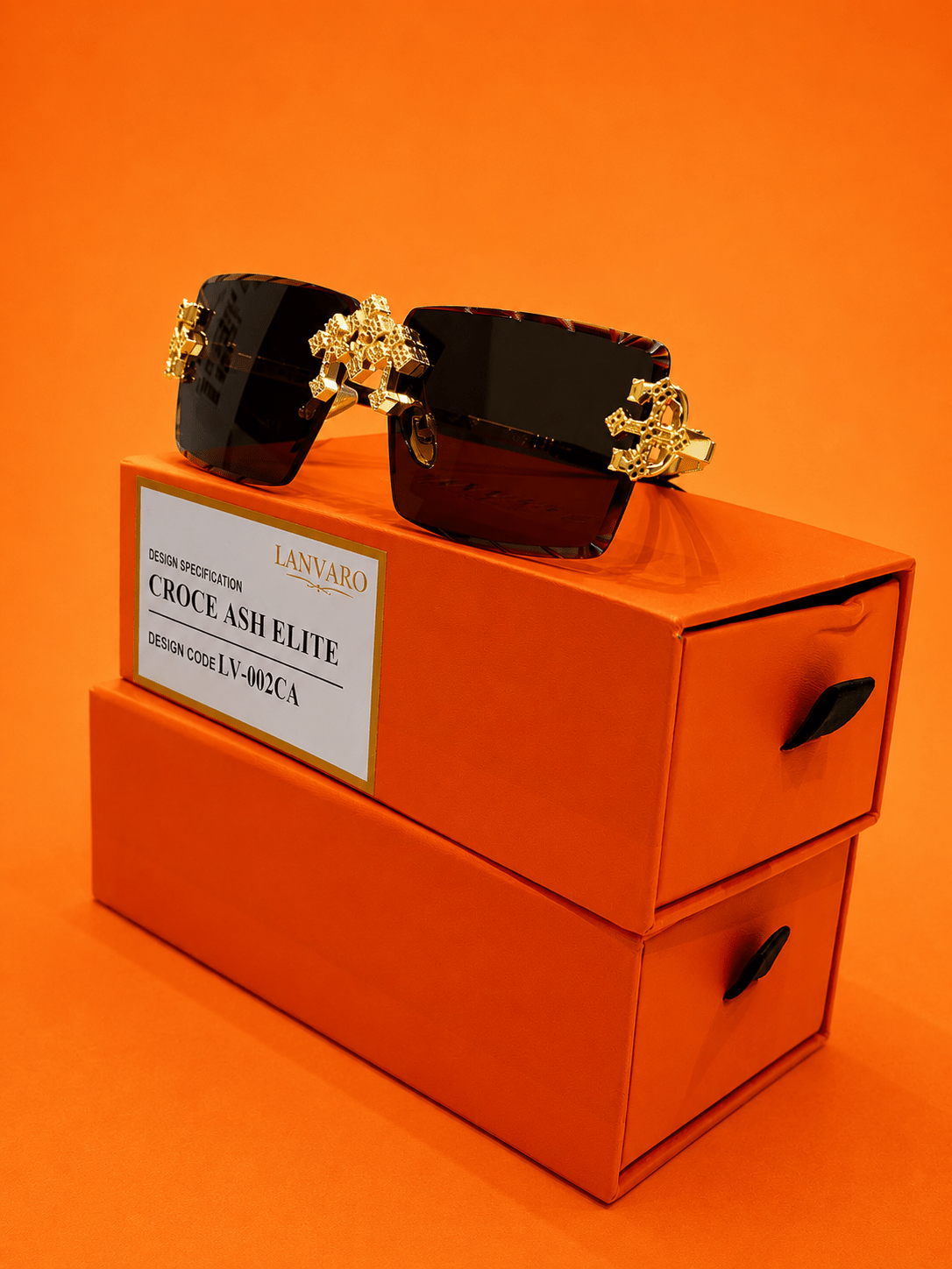 Croce Ash Elite™ Luxury Rimless Sunglasses | Premium Gold Designer Eyewear - Lanvaro