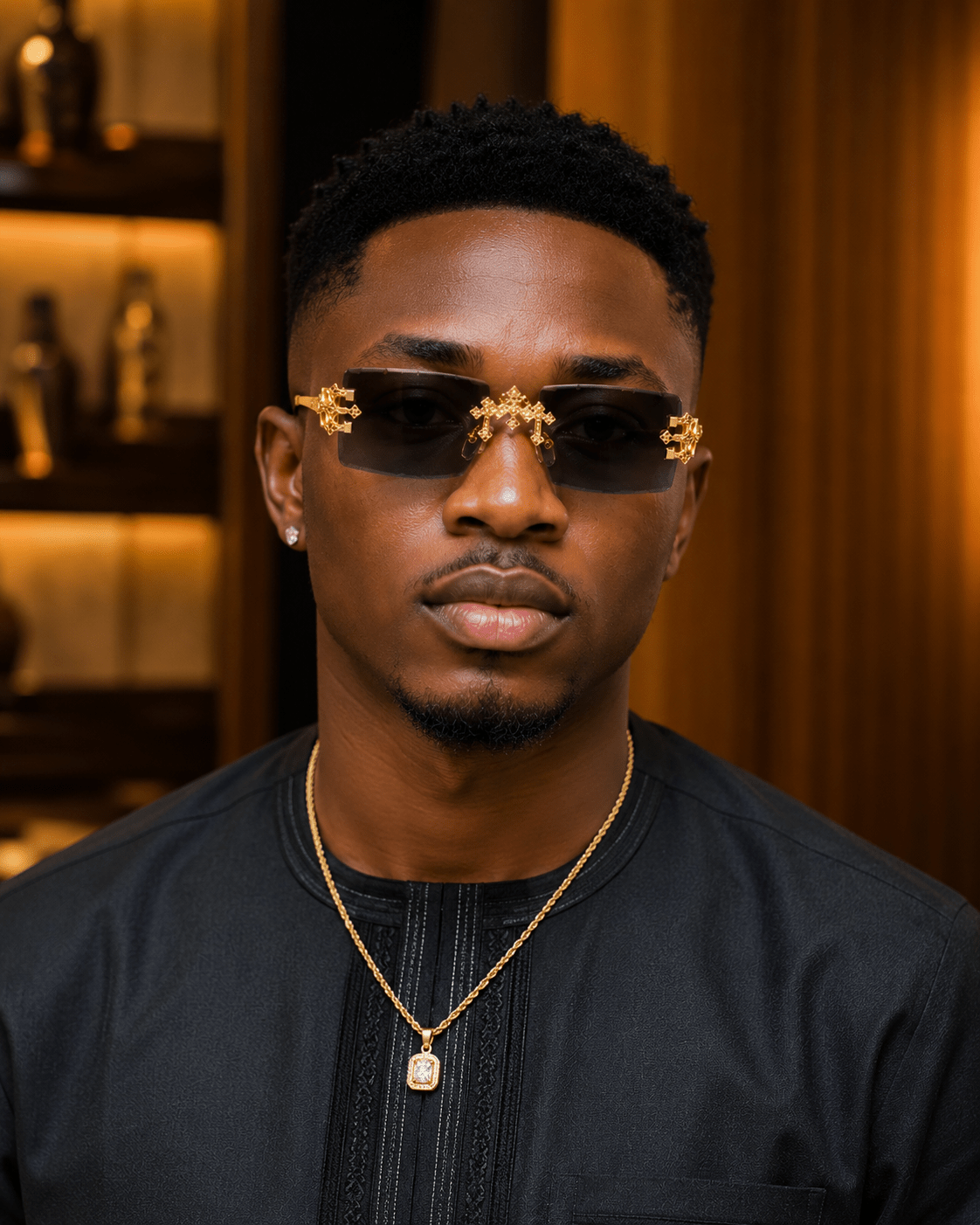Croce Ash Elite™ Luxury Rimless Sunglasses | Premium Gold Designer Eyewear - Lanvaro