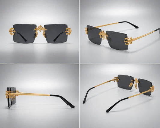 Croce Ash Elite™ Luxury Rimless Sunglasses | Premium Gold Designer Eyewear - Lanvaro