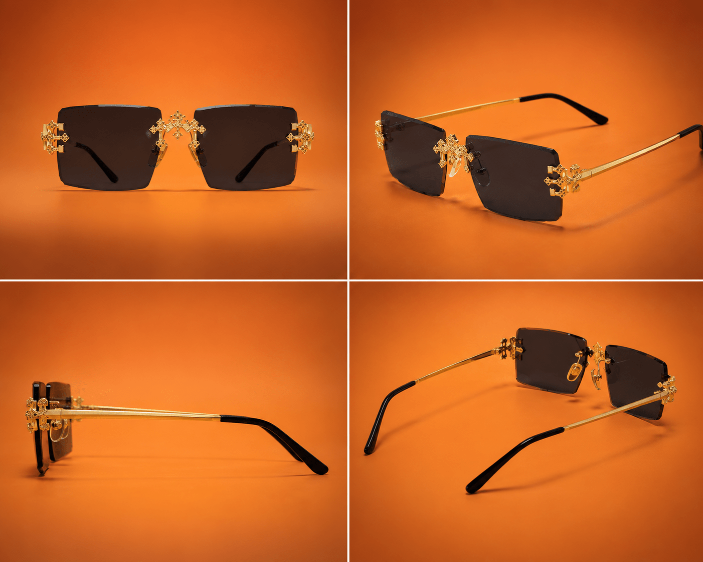 Croce Ash Elite™ Luxury Rimless Sunglasses | Premium Gold Designer Eyewear - Lanvaro