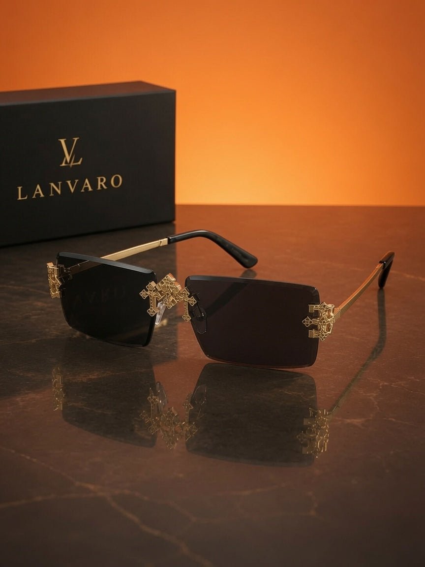 Croce Ash Elite™ Luxury Rimless Sunglasses | Premium Gold Designer Eyewear - Lanvaro